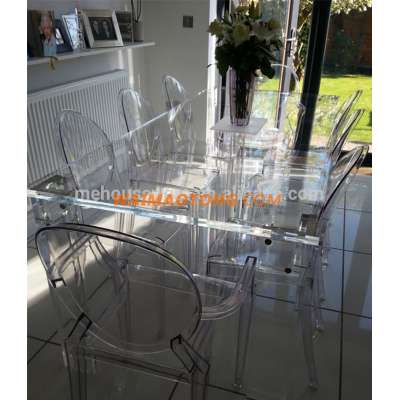 Good quality cheap price furniture acrylic dining table with 8 seats