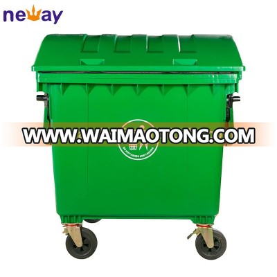 4 wheels 1200L plastic outdoor dustbin waste container