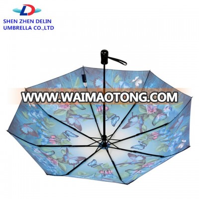 Auto open new design hand open 3 fold cheap colorful umbrella custom