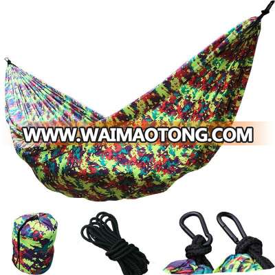 Hot Selling Nylon Cloth ultra-light Camouflage Camping Hammock,CZD-027 Nylon Camouflage Swing Hammock,hammock Set