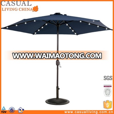 Navy blue 9ft 24 Led solarlight Outdoor beach Umbrella with Crank