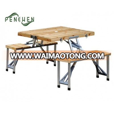 Fir Wood Folding Picnic Table With Chairs Set