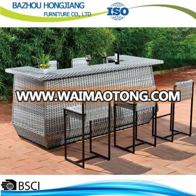 1701B PE Wicker Wholesaler Cheap Bar set for Outdoor Furniture Rattan Bar Stool High Chair And Table Furniture