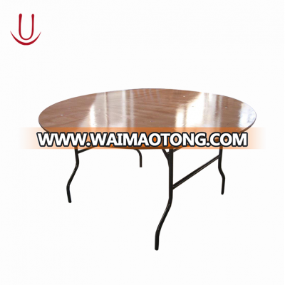 Modern 72" Big Wooden Top Quality Folding Dining Table Design Banquet Round Table