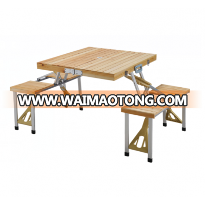 Best Selling Outdoor Patio Table With 4 Chairs, Foldable Wooden Picnic Table Set