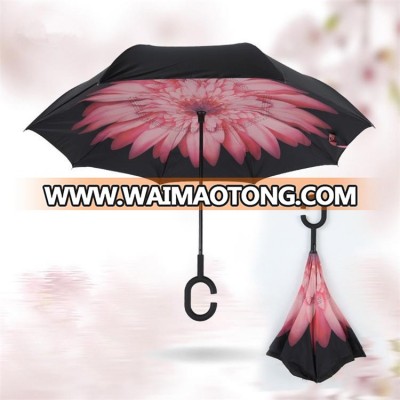 2017 new design wholesale custom funny upside down upside-down car umbrella inverted