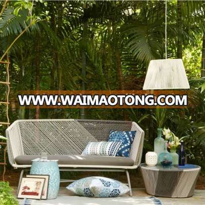 2018 Walden Water-proof Aluminium furniture 2-seater hotel lobby sofa set/polyester outdoor rope sofa