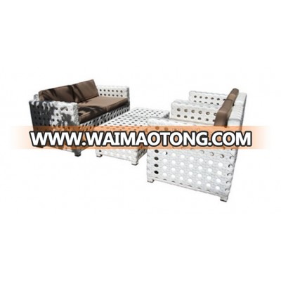 Poly Rattan Garden Patio Furniture White Wicker Sofa(DH-9541)