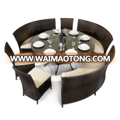 Poly Rattan Wicker Restaurant Furniture Round Table Dining Set (DH-8629)