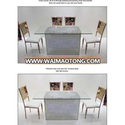 New design colour light stainless steel tables and chair