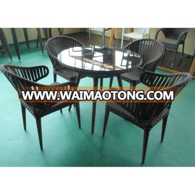 New Hotsale Chrome Wicker Glass Hotel Dining Set