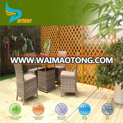 Aluminum Outdoor Indoor Antique Bistro/Restaurant/Garden/Outdoor Dining Rattan Table And High Back Chairs