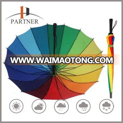 Compamy In China Promotional Strong Fiberglass Ribs Rainbow Full Body Outdoor Logo Printed Golf Umbrella