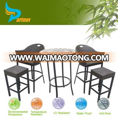 Outdoor Patio Wicker Furniture New Resin 2 pcs Bar Dining Server Table & Barstool Set