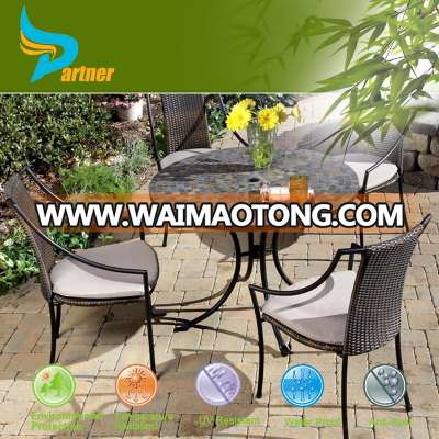 Utility Outdoor Patio Wicker Furniture Table And Four Seats Dining Set with Cushion