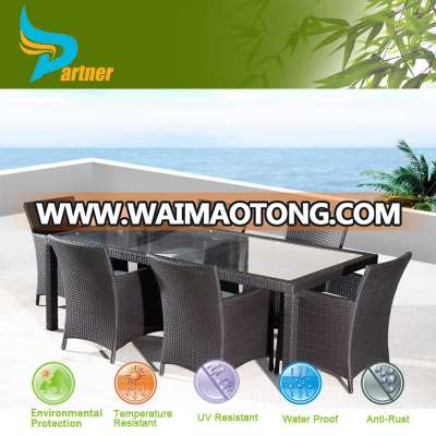 Wholesale Outdoor Wicker Dining Table and Chairs Royal Style Dining Room Outdoor Furniture Wooden Table High Chairs