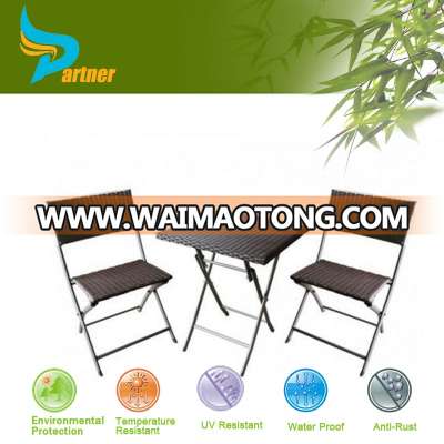 Rattan Bistro Folding Patio Garden Dining Set Vintae Furniture Table and Chairs