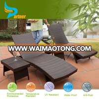 Rattan Terrace Furniture PE Rattan Sun Lounger- Relax Chaise Lounge Suite