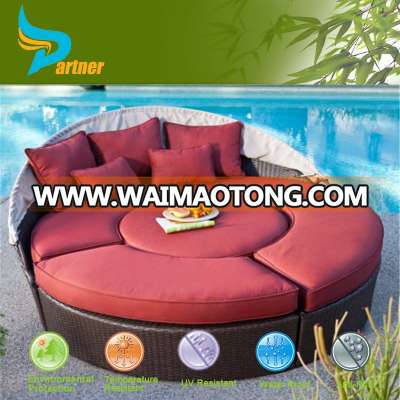 Rattan Wicker Round Sun Lounger with Canopy Patio Furniture Factory Direct Wholesale