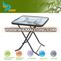 X Shaped Rectangle Outdoor Glass Dining Table / Portable Square Folding Glass Top Dining Tables