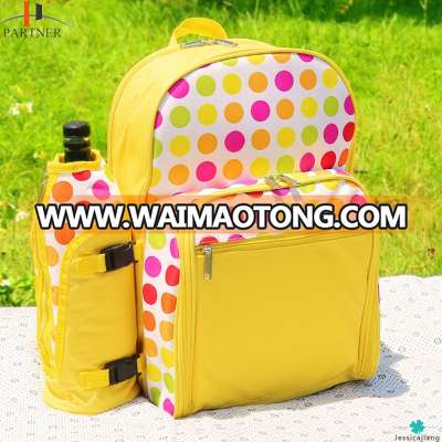 Outdoor multi-functional backpack set picnic warmer bag with 2 or 4 person cutlery set and cooler compartment