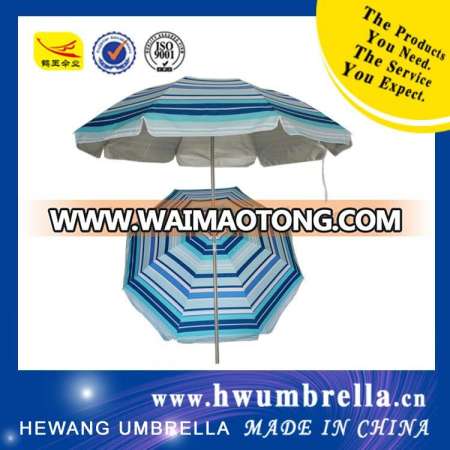 Outdoor Umbrella Beach Umbrella with Stripe Polyester with Aluminum Pole