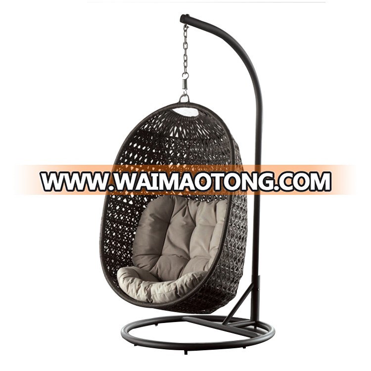 Rattan hanging egg chair outdoor swing set single wicker hanging hammock swing chair with stand